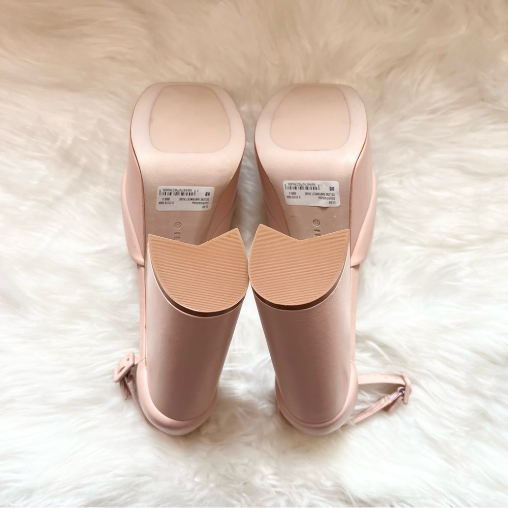 New! SCHUTZ Elsie Leather Platform Square Heel Sandals - Picture 14 of 15